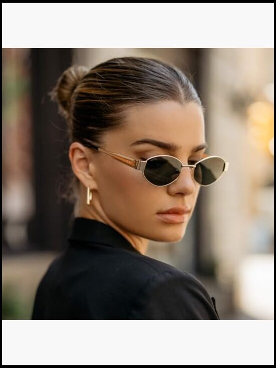 Stainless Steel Vintage Oval Sunglasses with UV Protection